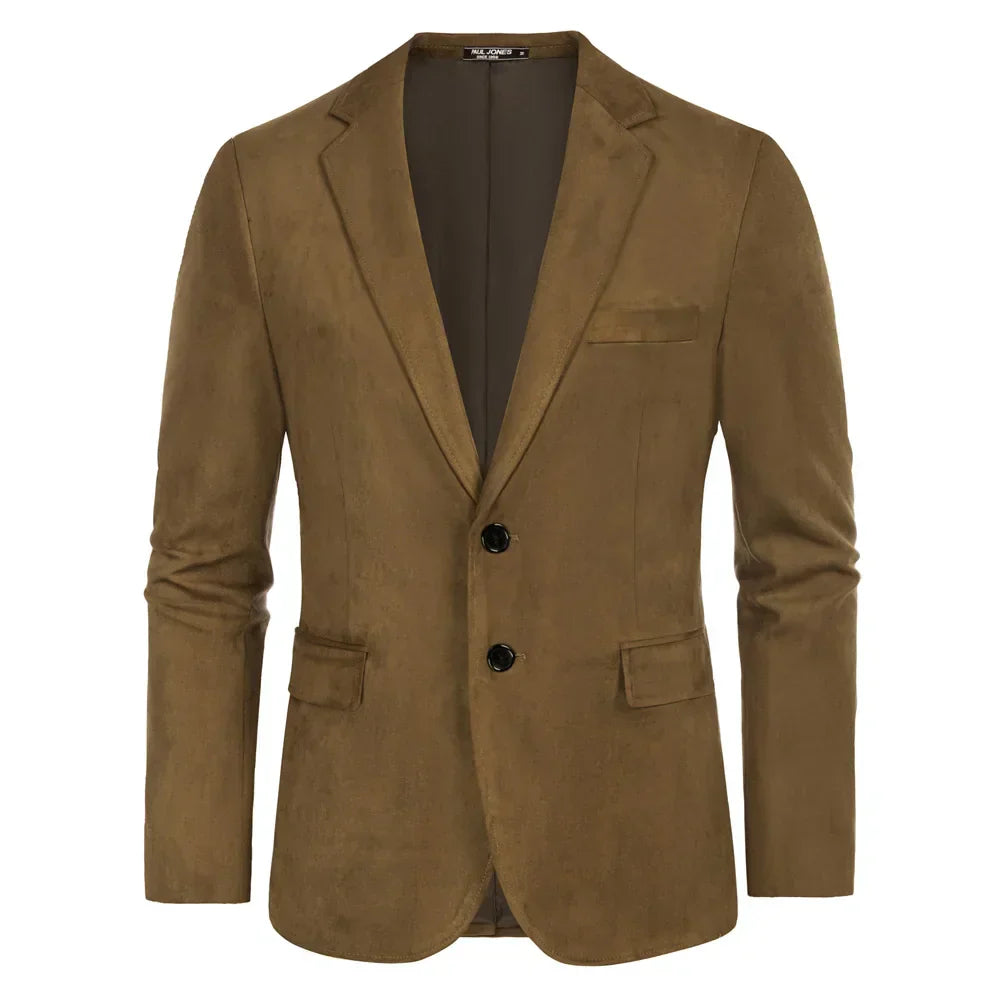 Blazer masculino em camurça Raffenzi RZ103 com design clássico, toque aveludado e bolsos funcionais, ideal para looks elegantes e sofisticados.