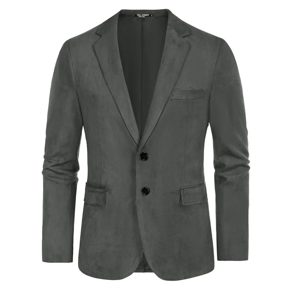 Blazer masculino em camurça Raffenzi RZ103 com design clássico, toque aveludado e bolsos funcionais, ideal para looks elegantes e sofisticados.