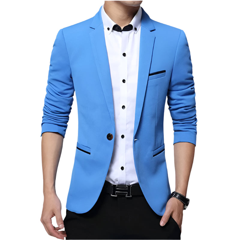 Blazer Masculino Slim Fit em algodão Raffenzi RZ106 com design moderno e detalhes sofisticados, perfeito para valorizar a silhueta masculina.