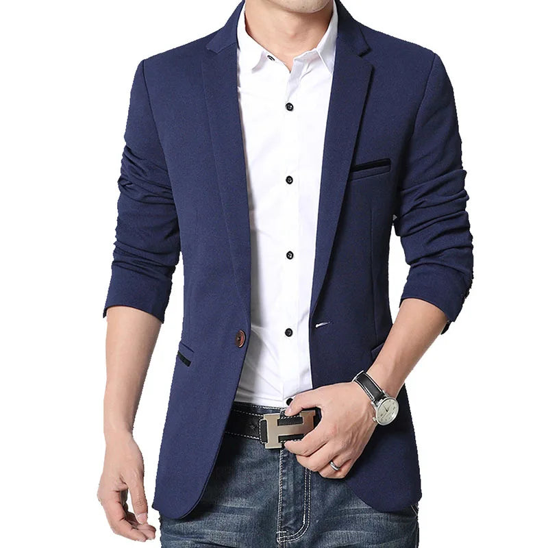 Blazer Masculino Slim Fit em algodão Raffenzi RZ106 com design moderno e detalhes sofisticados, perfeito para valorizar a silhueta masculina.