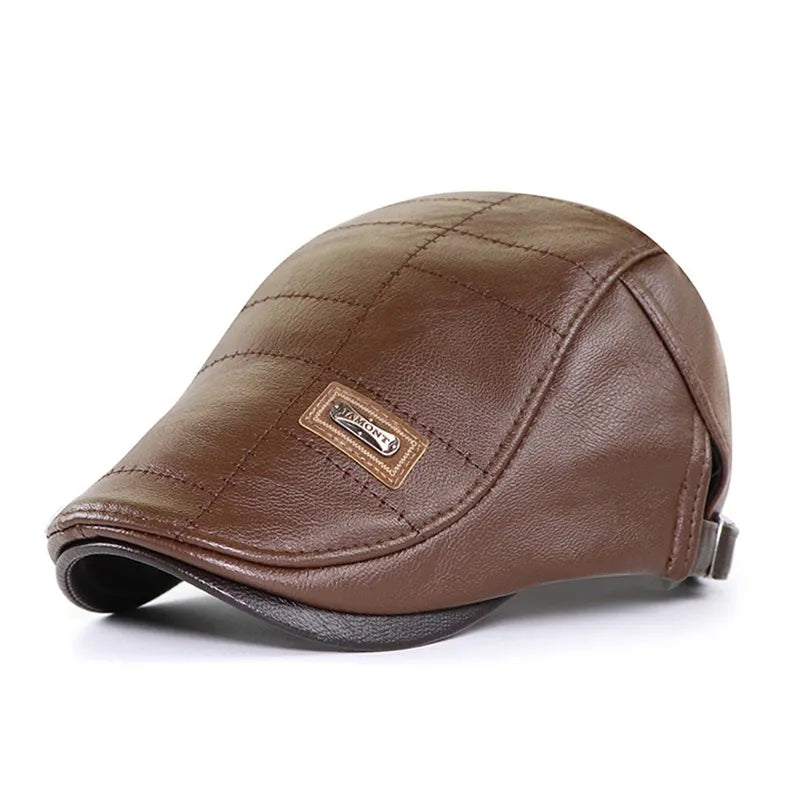 Boina masculina italiana de couro Raffenzi RZ098, elegante e confortável, perfeita para valorizar o estilo e a personalidade do homem moderno.