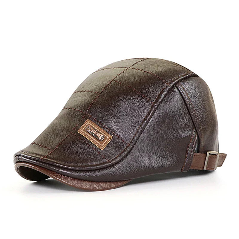Boina masculina italiana de couro Raffenzi RZ098, elegante e confortável, perfeita para valorizar o estilo e a personalidade do homem moderno.
