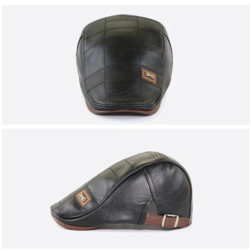 Boina masculina italiana de couro Raffenzi RZ098, elegante e confortável, perfeita para valorizar o estilo e a personalidade do homem moderno.