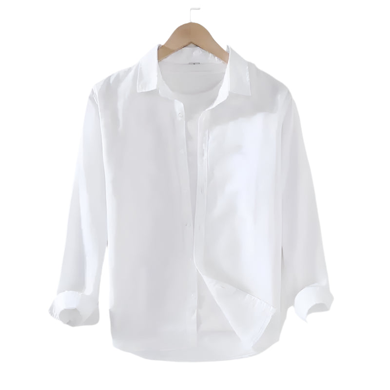 Camisa de Linho Raffenzi RZ142, design atemporal, perfeita para eventos sociais com sofisticação, frescor e resistência em linho.