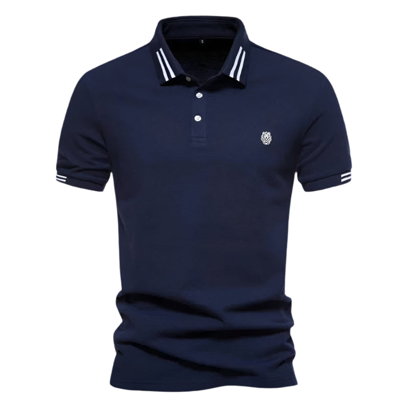Camisa Polo Masculina Raffenzi RZ150 em algodão, design sofisticado e detalhes bordados que valorizam o visual masculino com elegância e conforto.