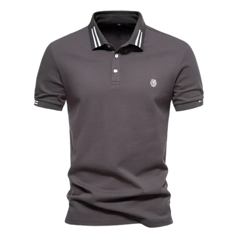 Camisa Polo Masculina Raffenzi RZ150 em algodão, design sofisticado e detalhes bordados que valorizam o visual masculino com elegância e conforto.