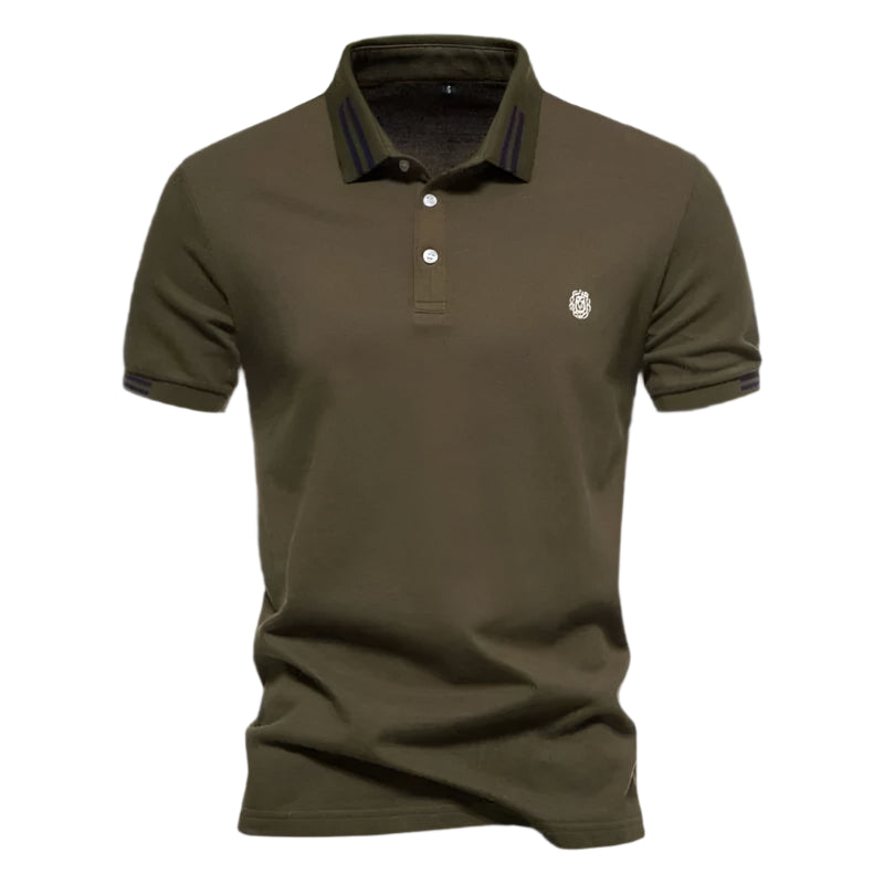 Camisa Polo Masculina Raffenzi RZ150 em algodão, design sofisticado e detalhes bordados que valorizam o visual masculino com elegância e conforto.