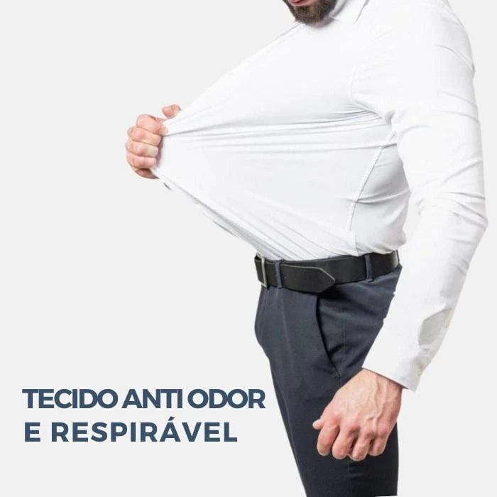 Camisa Social Raffenzi RZ143, design slim fit, perfeita para eventos formais ou profissionais com elegância e conforto em algodão.