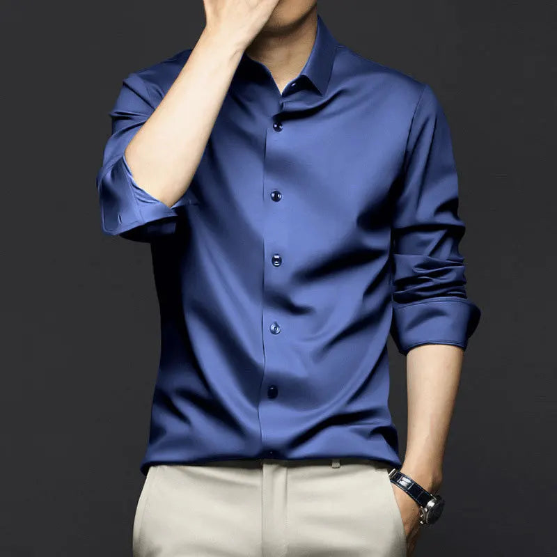 Camisa Social Raffenzi RZ144, design slim fit, perfeita para ocasiões formais ou casuais com sofisticação e praticidade anti-amasso.