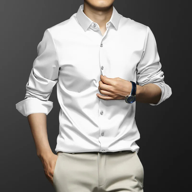 Camisa Social Raffenzi RZ144, design slim fit, perfeita para ocasiões formais ou casuais com sofisticação e praticidade anti-amasso.