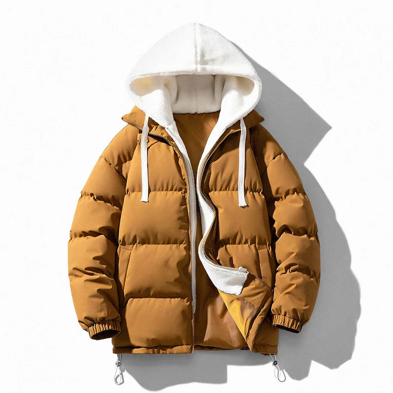 Jaqueta Bobojaco Masculina Raffenzi RZ046 com modelagem estruturada, capuz forrado e isolamento térmico para estilo e conforto no inverno.