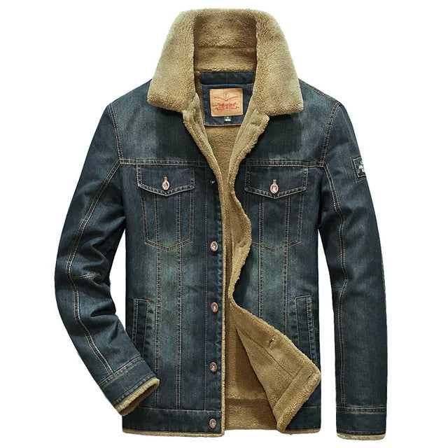 Jaqueta jeans masculina acolchoada Raffenzi com forro térmico, design moderno e acabamento premium para estilo sofisticado no inverno.