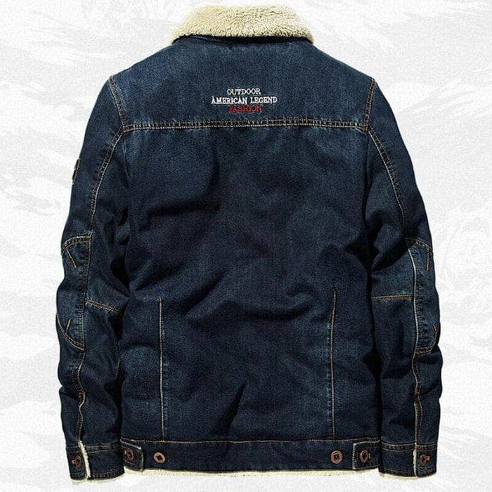 Jaqueta jeans masculina acolchoada Raffenzi com forro em lã, modelagem ajustada e estilo sofisticado ideal para os dias frios e ocasiões urbanas.