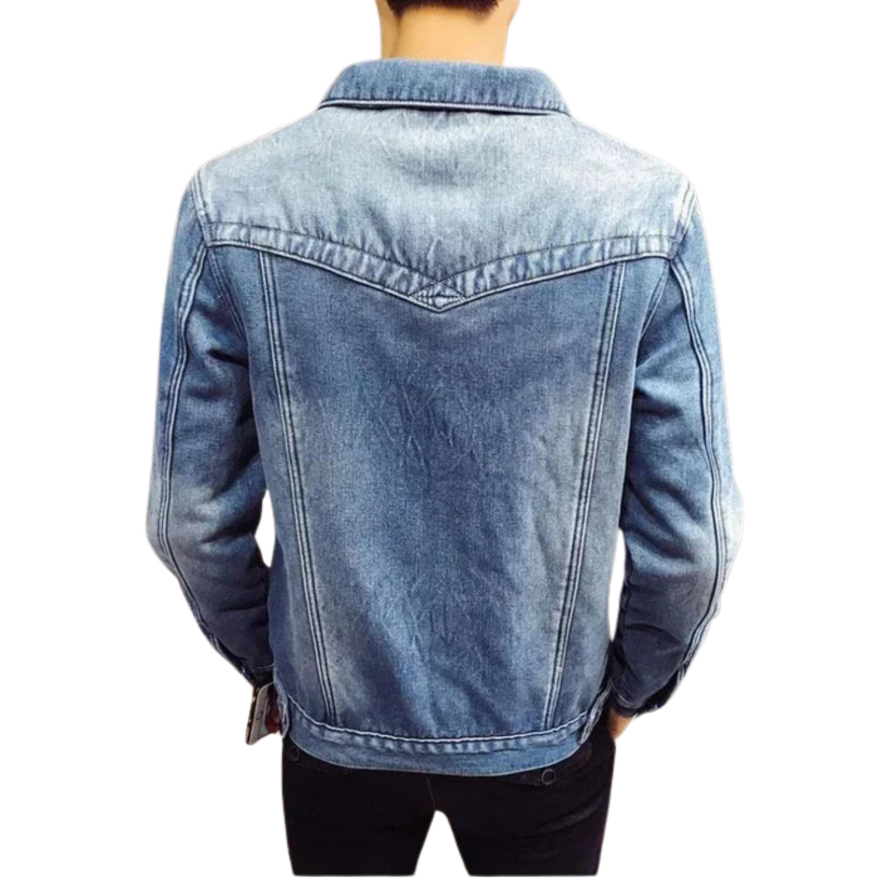 Jaqueta jeans masculina Raffenzi RZ053 com corte ajustado, design sofisticado e conforto para um visual moderno e versátil.