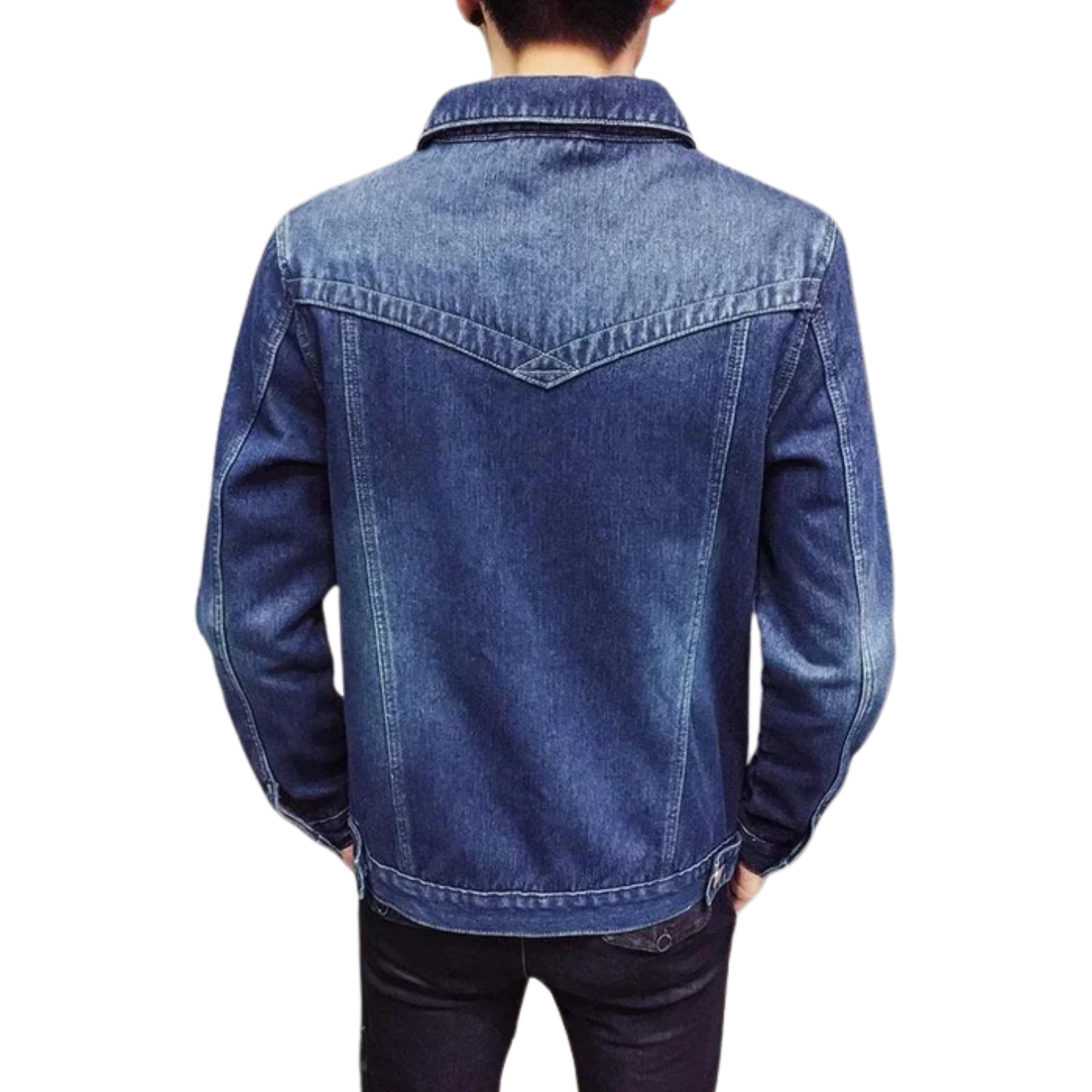 Jaqueta jeans masculina Raffenzi RZ053 com corte ajustado, design sofisticado e conforto para um visual moderno e versátil.