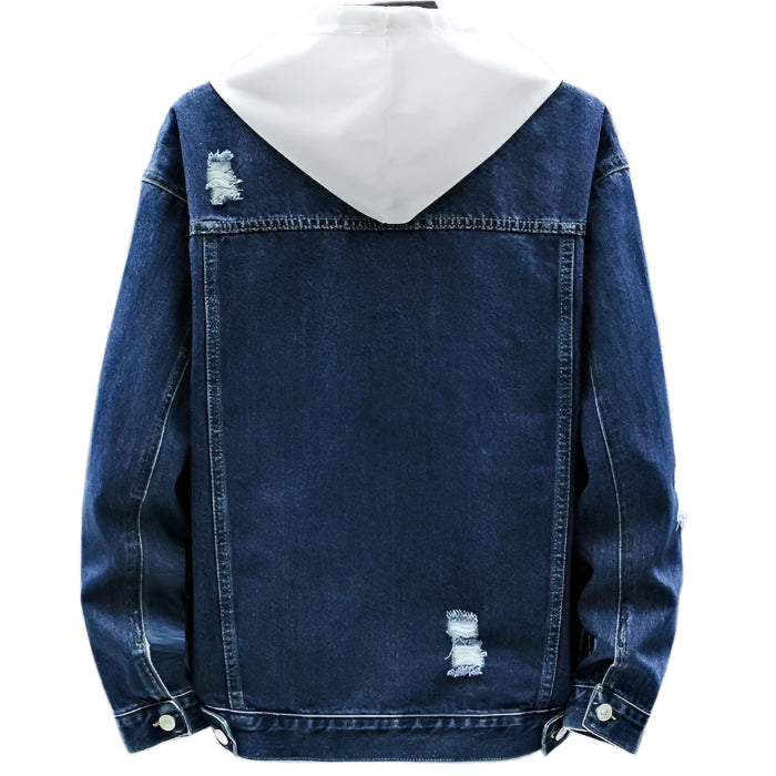 Jaqueta Jeans Masculina Raffenzi RZ058 com design moderno, jeans premium e acabamento sofisticado para um visual autêntico e versátil.
