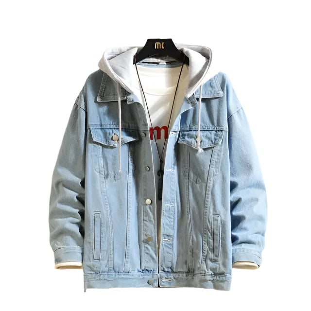 Jaqueta Jeans Masculina Raffenzi RZ061, modelo sofisticado com design ajustado, oferecendo resistência, conforto e estilo para diversas ocasiões.