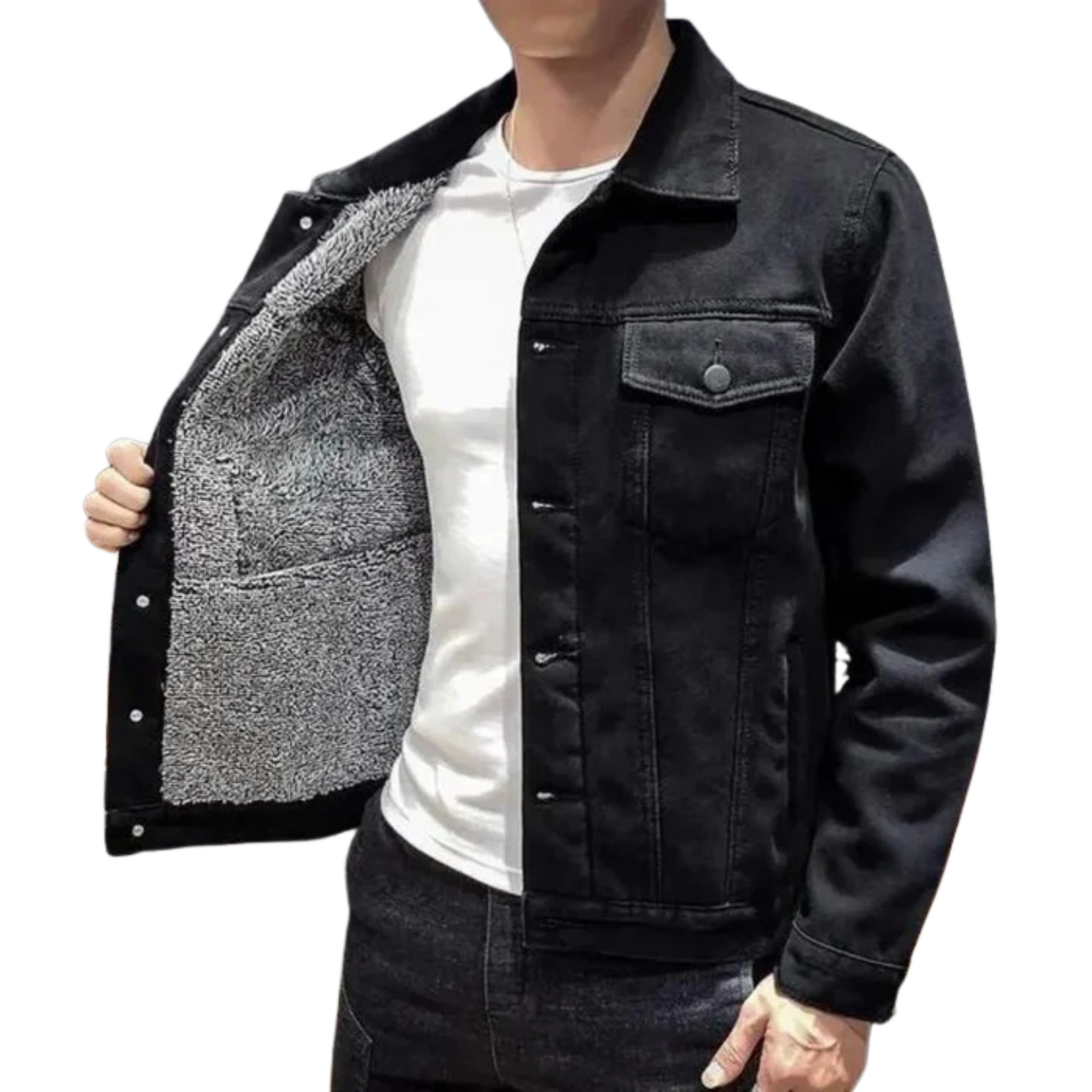 Jaqueta jeans masculina Raffenzi RZ053 com corte ajustado, design sofisticado e conforto para um visual moderno e versátil.