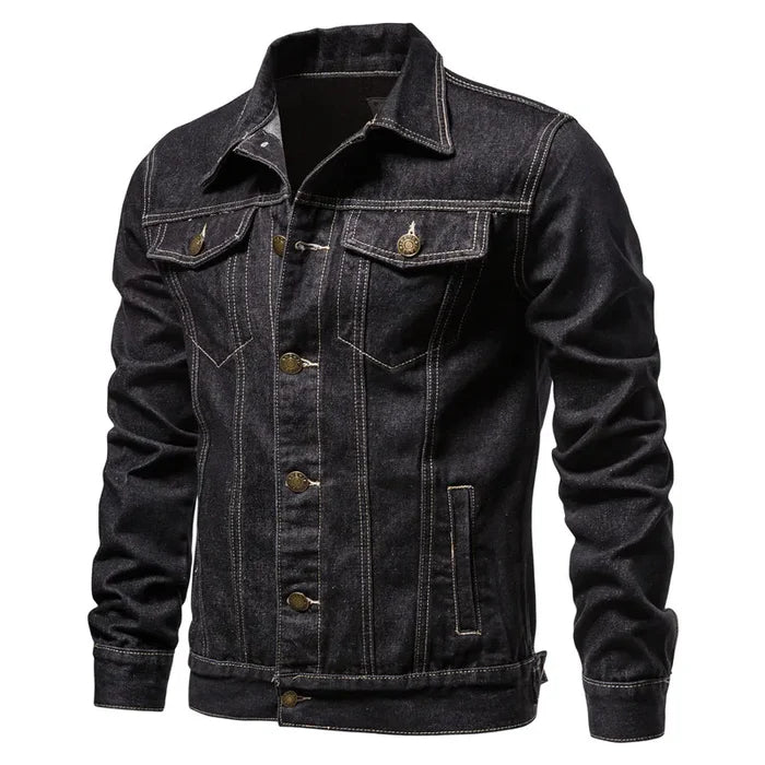 Jaqueta jeans masculina Raffenzi RZ055 com design clássico, acabamento refinado e modelagem ajustada para looks estilosos e sofisticados