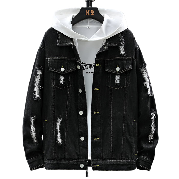 Jaqueta Jeans Masculina Raffenzi RZ058 com design moderno, jeans premium e acabamento sofisticado para um visual autêntico e versátil.