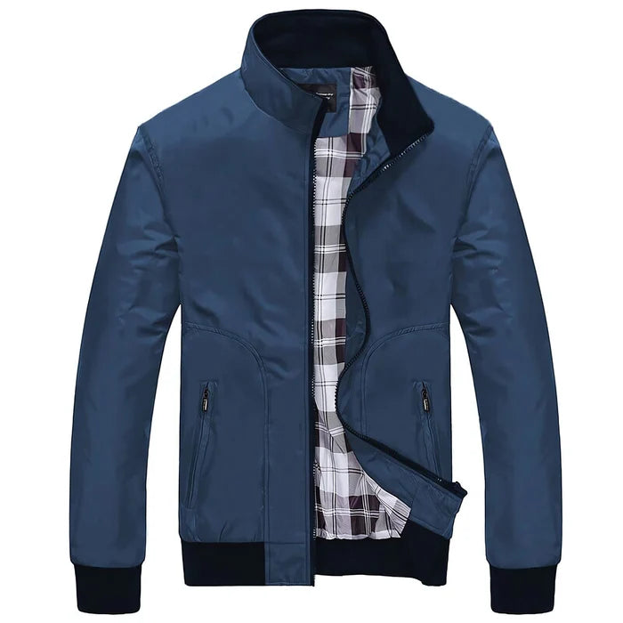 Jaqueta masculina Raffenzi RZ031 em algodão, modelagem estruturada e zíper, ideal para quem valoriza estilo, conforto e versatilidade no visual.