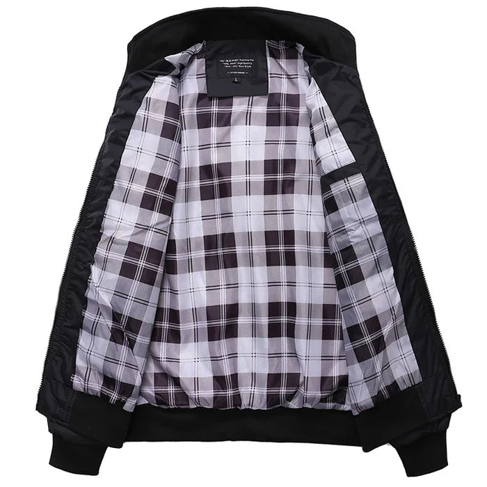 Jaqueta masculina Raffenzi RZ031 em algodão, modelagem estruturada e zíper, ideal para quem valoriza estilo, conforto e versatilidade no visual.