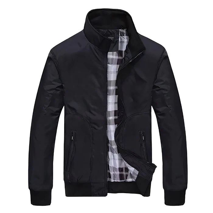 Jaqueta masculina Raffenzi RZ031 em algodão, modelagem estruturada e zíper, ideal para quem valoriza estilo, conforto e versatilidade no visual.