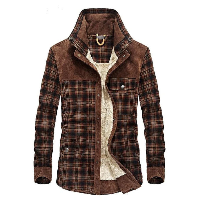 Jaqueta masculina Raffenzi RZ054 com design xadrez, forro peluciado e modelagem ajustada para visuais sofisticados e confortáveis em qualquer ocasião.