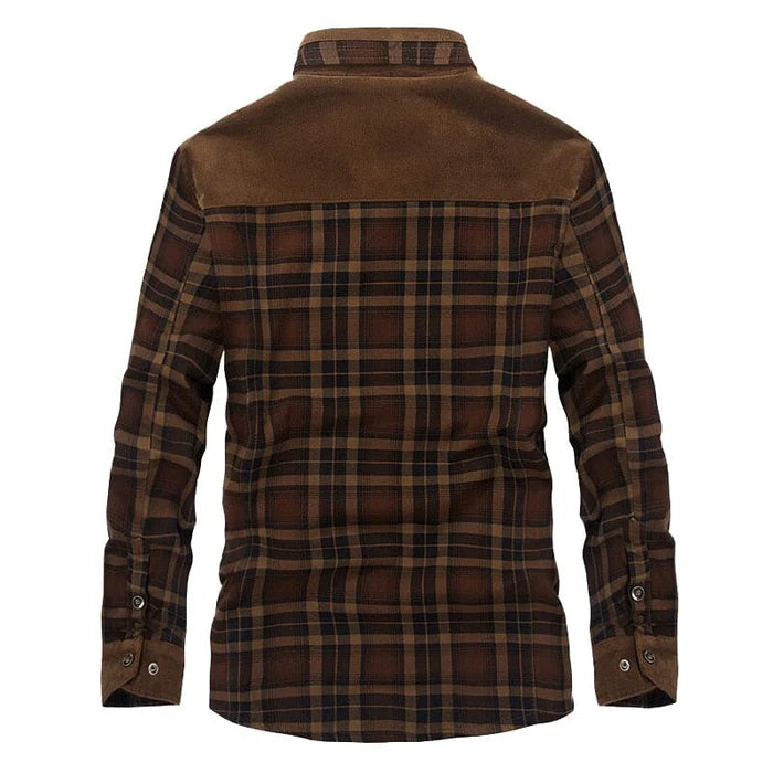 Jaqueta masculina Raffenzi RZ054 com design xadrez, forro peluciado e modelagem ajustada para visuais sofisticados e confortáveis em qualquer ocasião.