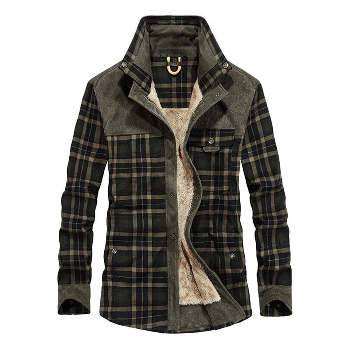 Jaqueta masculina Raffenzi RZ054 com design xadrez, forro peluciado e modelagem ajustada para visuais sofisticados e confortáveis em qualquer ocasião.