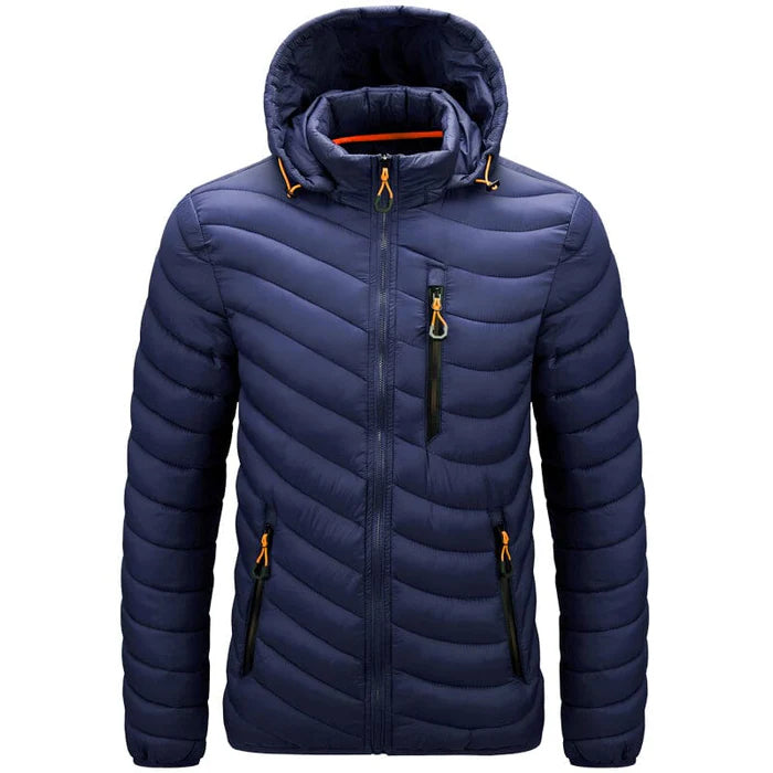 Jaqueta puffer masculina Raffenzi RZ012 com isolamento térmico para temperaturas de até -10°C, unindo conforto, estilo e inovação.