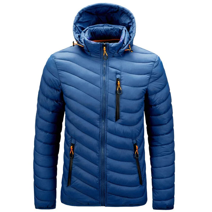 Jaqueta puffer masculina Raffenzi RZ012 com isolamento térmico para temperaturas de até -10°C, unindo conforto, estilo e inovação.