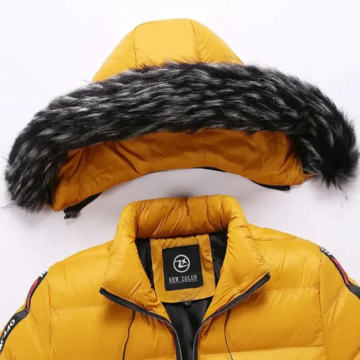 Jaqueta puffer masculina Raffenzi RZ034 com capuz forrado, ideal para conforto, proteção e estilo em dias frios.
