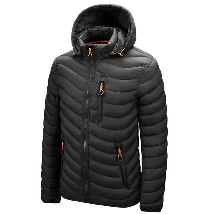 Jaqueta puffer masculina Raffenzi RZ012 com isolamento térmico para temperaturas de até -10°C, unindo conforto, estilo e inovação.