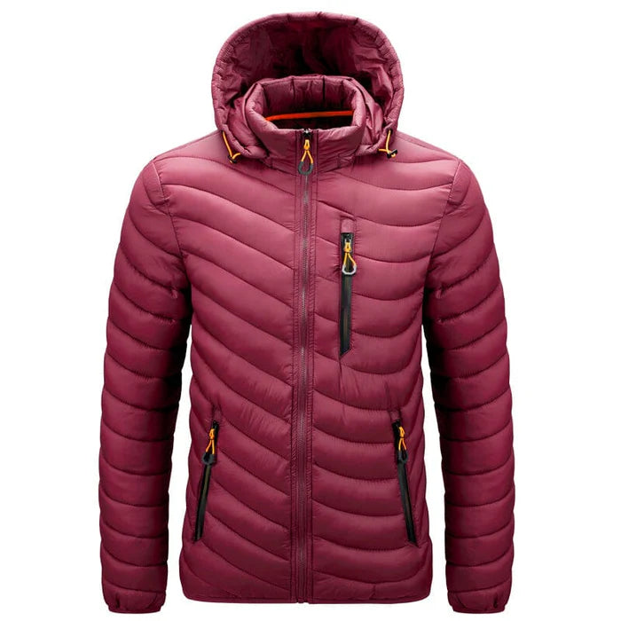 Jaqueta puffer masculina Raffenzi RZ012 com isolamento térmico para temperaturas de até -10°C, unindo conforto, estilo e inovação.