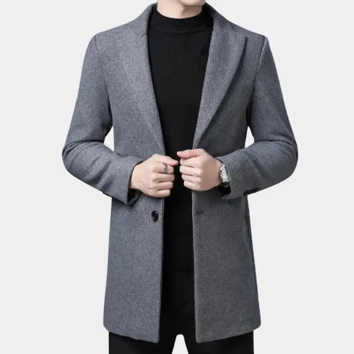 Sobretudo Raffenzi RZ129, design sofisticado em lã com forro aquecido, perfeito para climas frios com elegância e conforto.