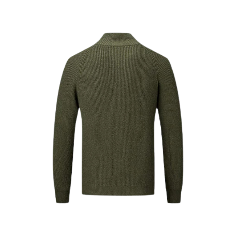 Suéter Raffenzi RZ131, design contemporâneo com zíper, perfeito para dias frios com sofisticação, conforto e praticidade em algodão.