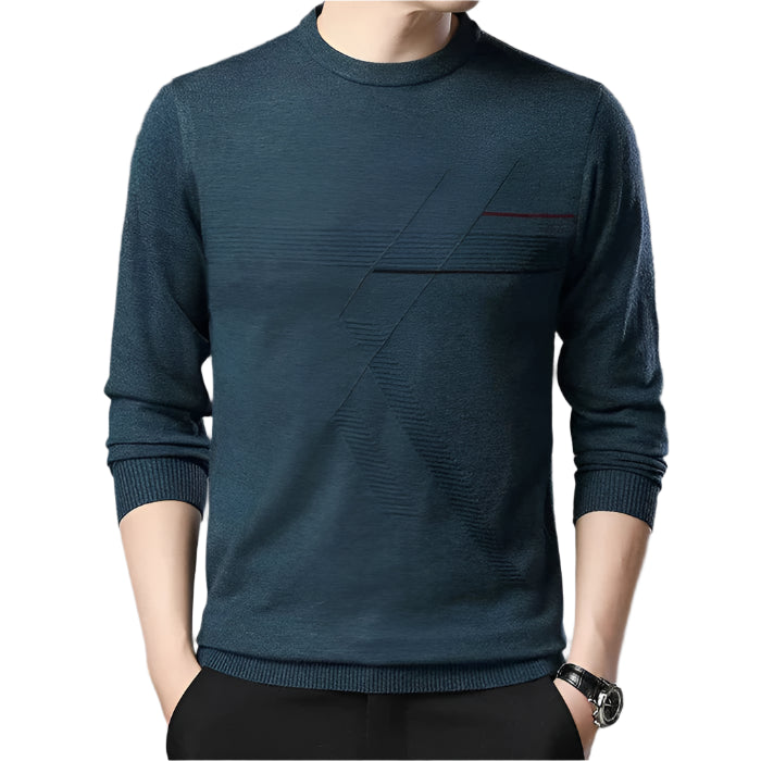 Suéter Raffenzi RZ139, design contemporâneo, perfeito para ocasiões casuais ou formais com sofisticação, frescor e conforto em algodão.