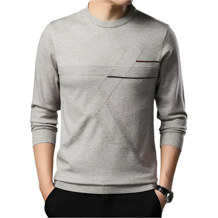 Suéter Raffenzi RZ139, design contemporâneo, perfeito para ocasiões casuais ou formais com sofisticação, frescor e conforto em algodão.