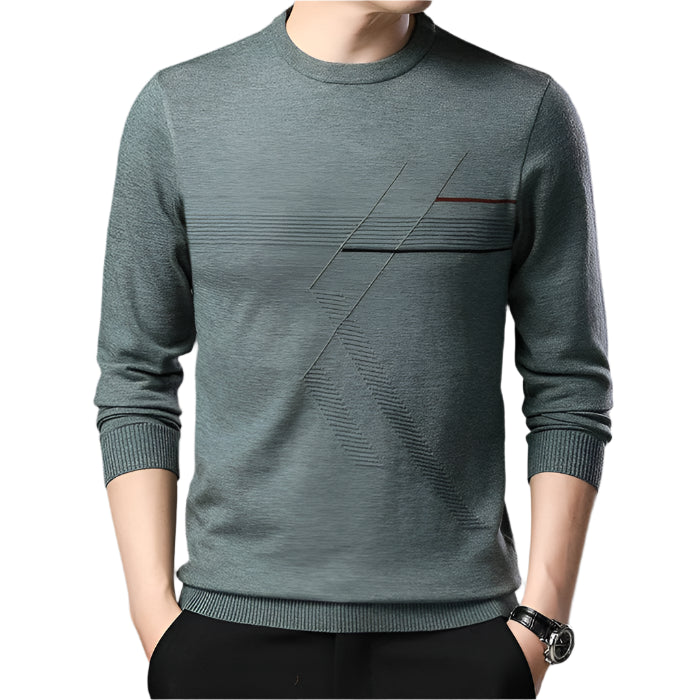 Suéter Raffenzi RZ139, design contemporâneo, perfeito para ocasiões casuais ou formais com sofisticação, frescor e conforto em algodão.