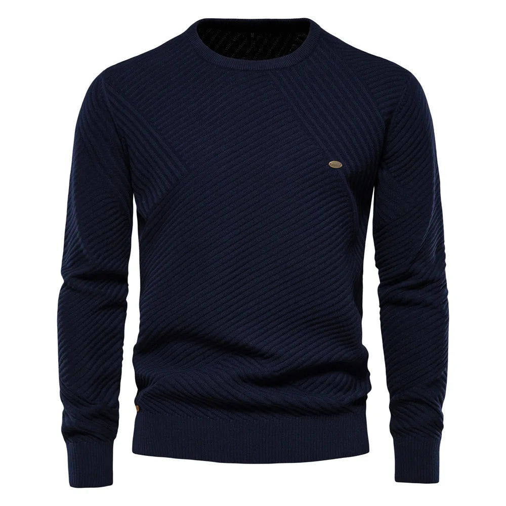 Suéter Raffenzi RZ135, design slim fit, perfeito para ocasiões casuais ou formais com sofisticação, conforto e estilo em lã.