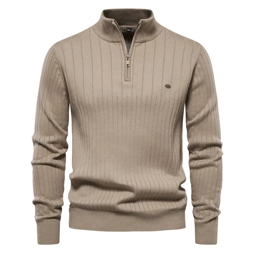 Suéter Raffenzi RZ134, design slim fit com gola V, perfeito para looks casuais ou formais com sofisticação, conforto e estilo em lã.