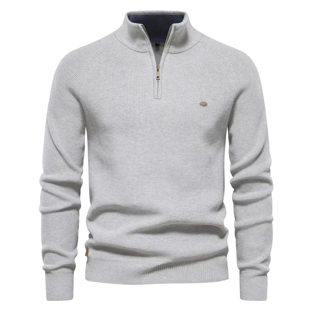 Suéter Raffenzi RZ134, design slim fit com gola V, perfeito para looks casuais ou formais com sofisticação, conforto e estilo em lã.
