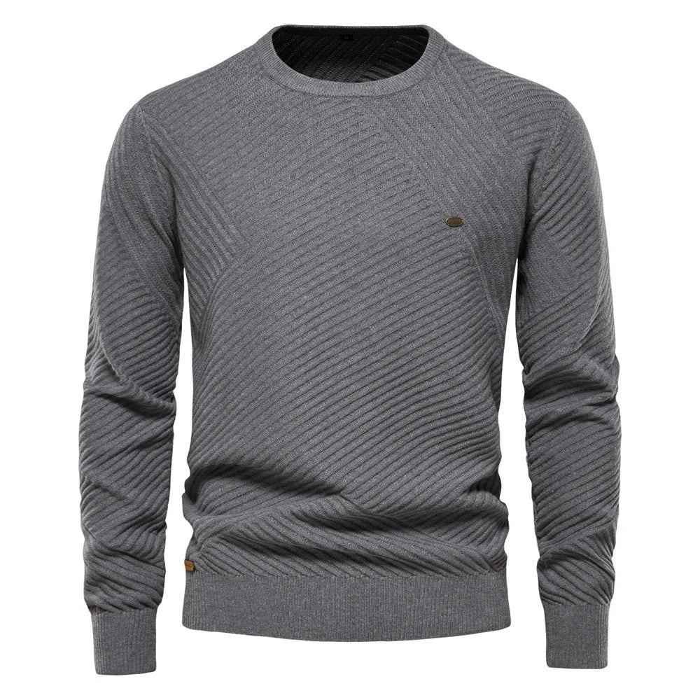 Suéter Raffenzi RZ135, design slim fit, perfeito para ocasiões casuais ou formais com sofisticação, conforto e estilo em lã.