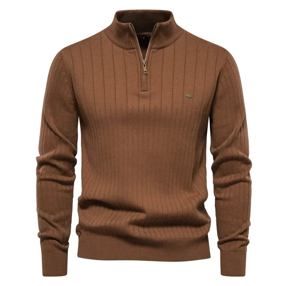 Suéter Raffenzi RZ134, design slim fit com gola V, perfeito para looks casuais ou formais com sofisticação, conforto e estilo em lã.
