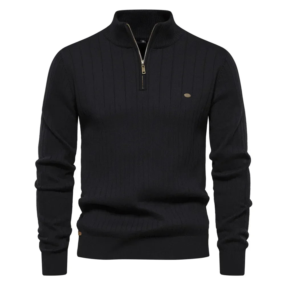 Suéter Raffenzi RZ134, design slim fit com gola V, perfeito para looks casuais ou formais com sofisticação, conforto e estilo em lã.