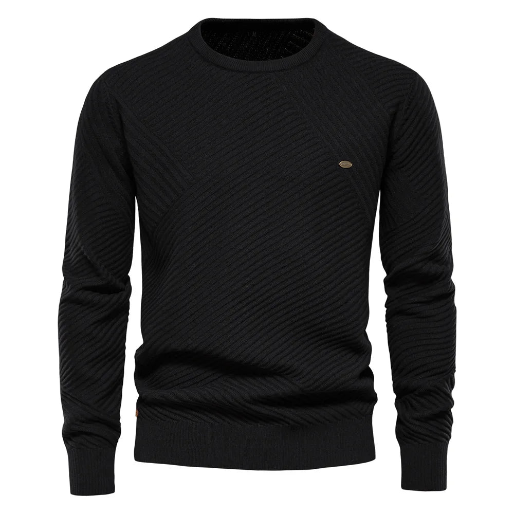 Suéter Raffenzi RZ135, design slim fit, perfeito para ocasiões casuais ou formais com sofisticação, conforto e estilo em lã.