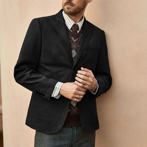 Blazer masculino em camurça Raffenzi RZ103 com design clássico, toque aveludado e bolsos funcionais, ideal para looks elegantes e sofisticados.