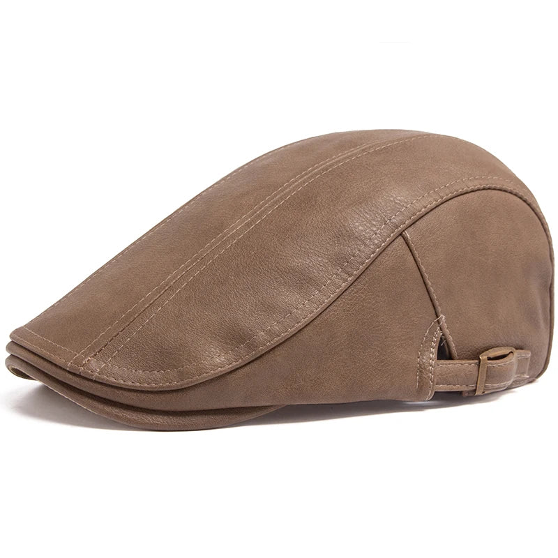 Boina masculina inglesa de couro Raffenzi RZ099 oferece estilo sofisticado, conforto e versatilidade para compor visuais modernos e elegantes.