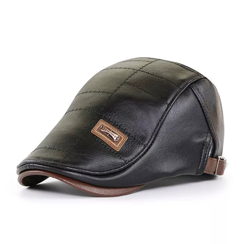 Boina masculina italiana de couro Raffenzi RZ098, elegante e confortável, perfeita para valorizar o estilo e a personalidade do homem moderno.